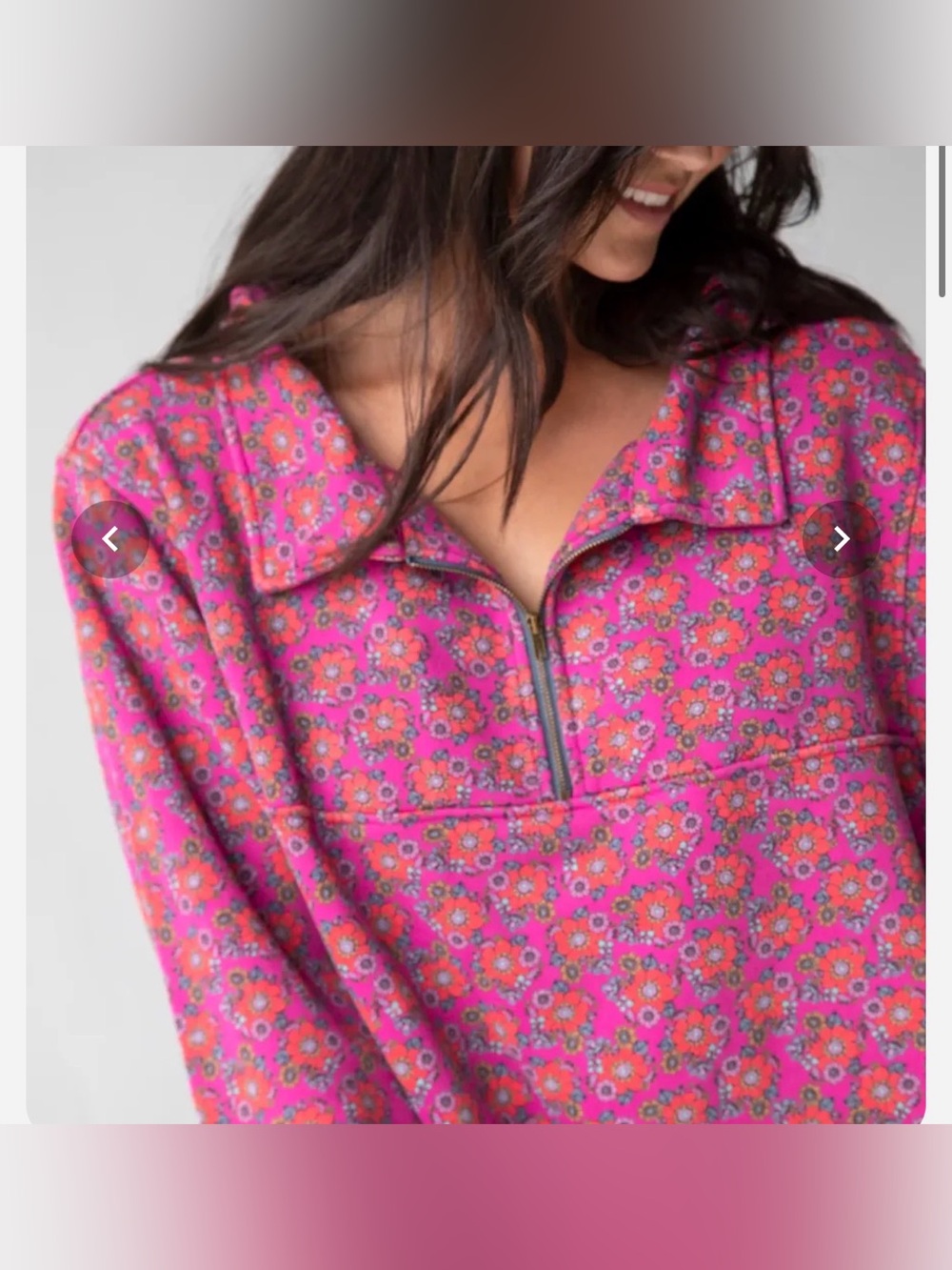 NATURAL LIFE Pink Floral Half-Zip Pullover - Picture 2 of 9